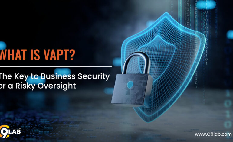 Shield and lock symbolizing VAPT as the key to business security in a digital cybersecurity context | Vulnerability Assessment and Penetration Testing